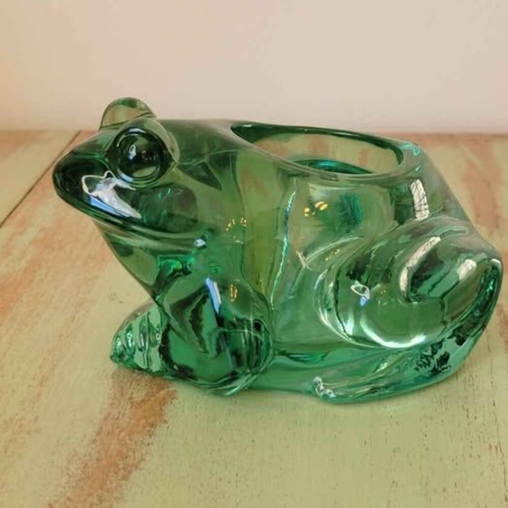 Indiana Glass Green Glass Frog Votive Holder 🐸
